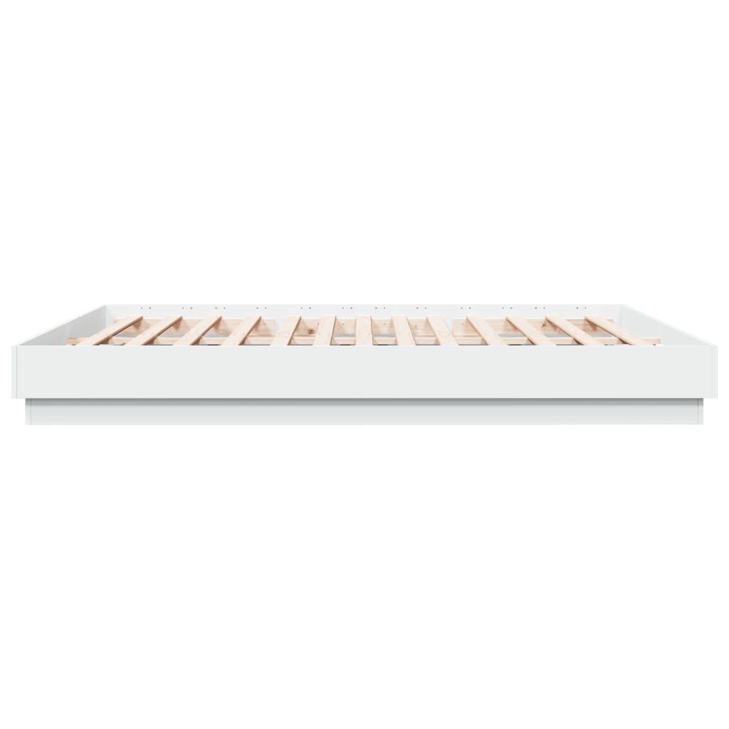 Bed Frame with LED without Mattress White 183x203 cm King