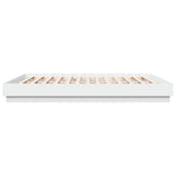 Bed Frame with LED without Mattress White 183x203 cm King - Close-Up Angle