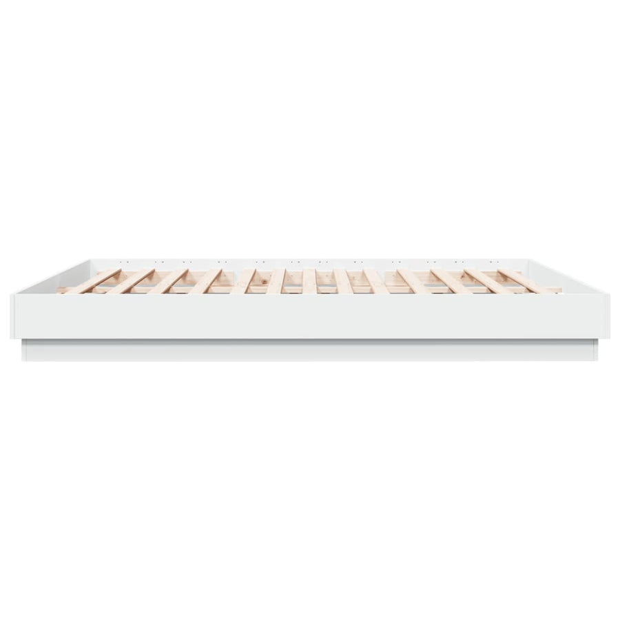 Bed Frame with LED without Mattress White 183x203 cm King