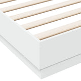 Bed Frame with LED without Mattress White 183x203 cm King - Extra Image