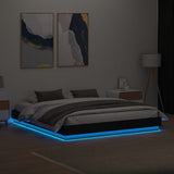 Bed Frame with LED without Mattress Black 183x203 cm King - Top-Down View