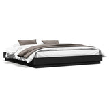 Bed Frame with LED without Mattress Black 183x203 cm King - 45-Degree Angle