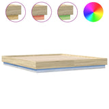 Bed Frame with LED without Mattress Sonoma Oak 183x203 cm King - Front View
