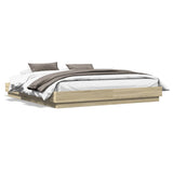 Bed Frame with LED without Mattress Sonoma Oak 183x203 cm King