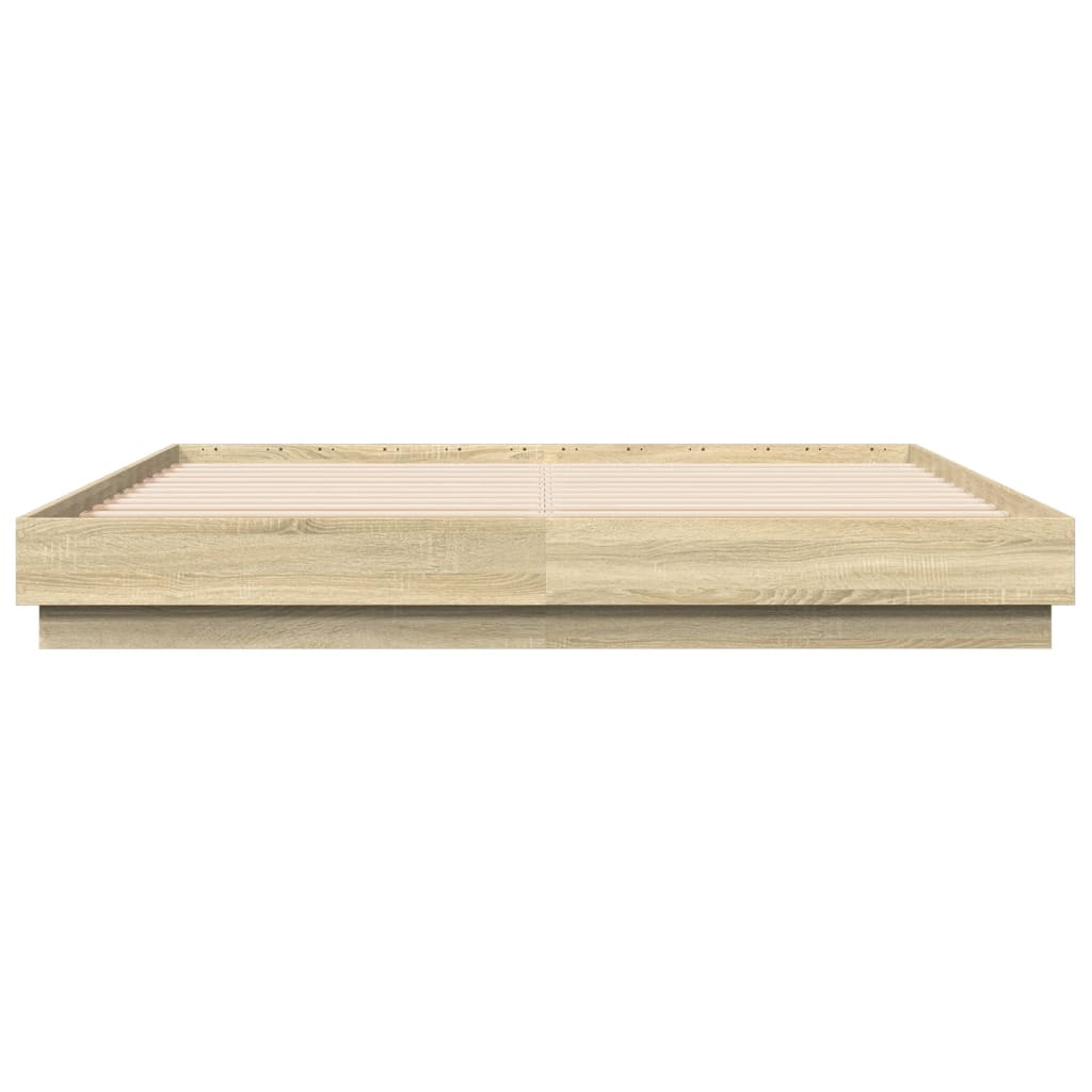 Bed Frame with LED without Mattress Sonoma Oak 183x203 cm King