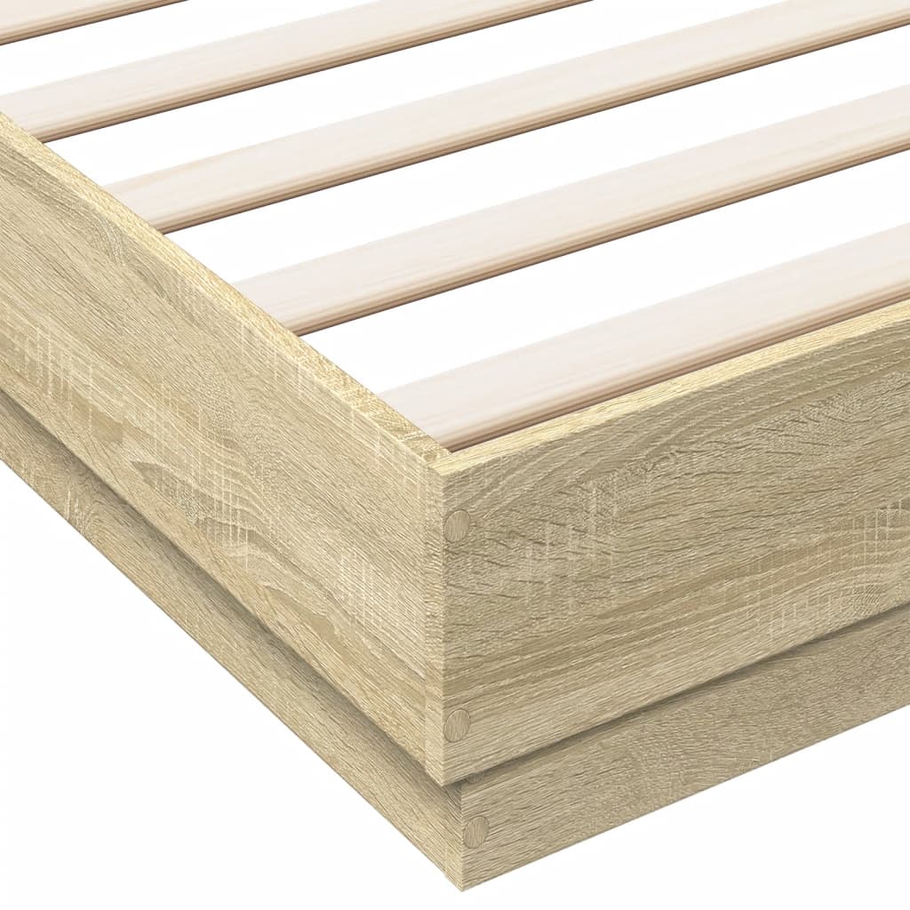 Bed Frame with LED without Mattress Sonoma Oak 183x203 cm King