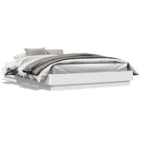 Bed Frame with LED without Mattress White 150x200 cm - 45-Degree Angle