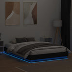 Bed Frame with LED without Mattress Black 150x200 cm
