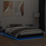 Bed Frame with LED without Mattress Black 150x200 cm - Top-Down View