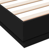 Bed Frame with LED without Mattress Black 150x200 cm - Extra Image