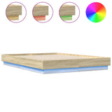 Bed Frame with LED without Mattress Sonoma Oak 150x200 cm - Front View