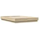 Bed Frame with LED without Mattress Sonoma Oak 150x200 cm - Side View