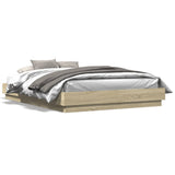 Bed Frame with LED without Mattress Sonoma Oak 150x200 cm - 45-Degree Angle