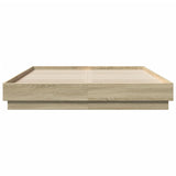 Bed Frame with LED without Mattress Sonoma Oak 150x200 cm - Rear View