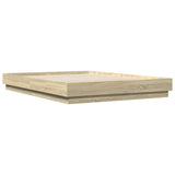Bed Frame with LED without Mattress Sonoma Oak 150x200 cm - Low Angle