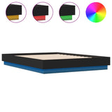 Bed Frame with LED without Mattress Black 135x190 cm - Front View