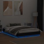 Bed Frame with LED without Mattress Black 135x190 cm