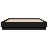 Bed Frame with LED without Mattress Black 135x190 cm - Rear View