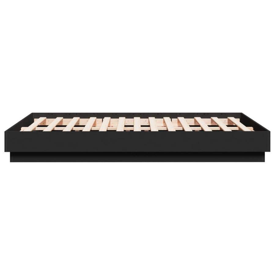 Bed Frame with LED without Mattress Black 135x190 cm