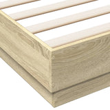 Bed Frame with LED without Mattress Sonoma Oak 135x190 cm - Extra Image