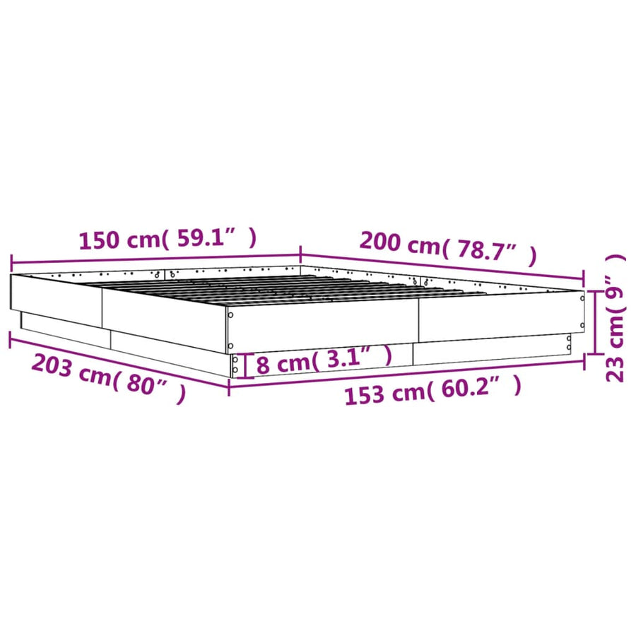 Bed Frame without Mattress Black 150x200 cm