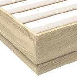 Bed Frame without Mattress Sonoma Oak 150x200 cm - Close-Up Angle