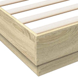 Bed Frame without Mattress Sonoma Oak 135x190 cm - Close-Up Angle
