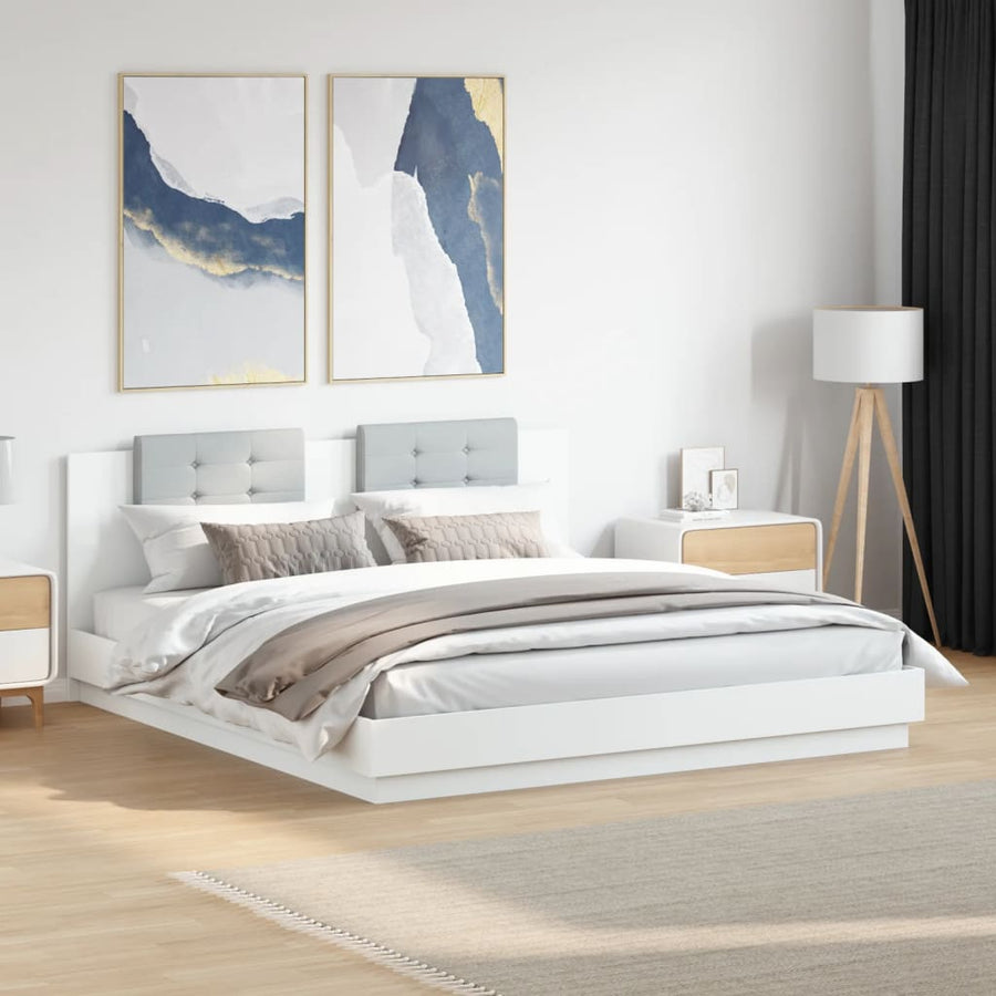 Bed Frame without Mattress White 183x203 cm King