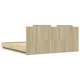 Bed Frame without Mattress Sonoma Oak 183x203 cm King - Rear View