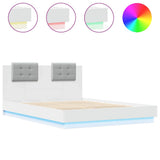 Bed Frame with LED without Mattress White 150x200 cm - Front View