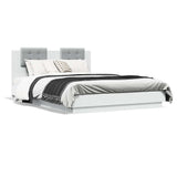 Bed Frame with LED without Mattress White 150x200 cm - 45-Degree Angle