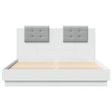 Bed Frame with LED without Mattress White 150x200 cm - Rear View