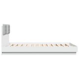 Bed Frame with LED without Mattress White 150x200 cm - Close-Up Angle
