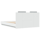 Bed Frame with LED without Mattress White 150x200 cm