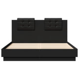 Bed Frame with LED without Mattress Black 150x200 cm - Rear View