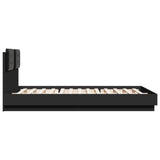 Bed Frame with LED without Mattress Black 150x200 cm