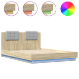 Bed Frame with LED without Mattress Sonoma Oak 150x200 cm - Front View