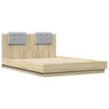 Bed Frame with LED without Mattress Sonoma Oak 150x200 cm - Side View