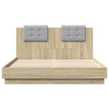 Bed Frame with LED without Mattress Sonoma Oak 150x200 cm - Rear View