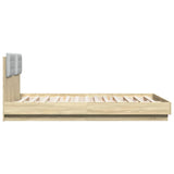 Bed Frame with LED without Mattress Sonoma Oak 150x200 cm - Close-Up Angle