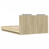 Bed Frame with LED without Mattress Sonoma Oak 150x200 cm