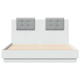 Bed Frame with LED without Mattress White 135x190 cm - Rear View
