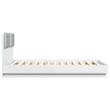 Bed Frame with LED without Mattress White 135x190 cm - Close-Up Angle