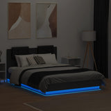 Bed Frame with LED without Mattress Black 135x190 cm - Top-Down View