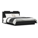 Bed Frame with LED without Mattress Black 135x190 cm - 45-Degree Angle