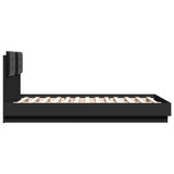Bed Frame with LED without Mattress Black 135x190 cm - Close-Up Angle