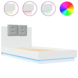 Bed Frame with LED without Mattress White 90x190 cm - Front View