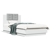 Bed Frame with LED without Mattress White 90x190 cm - 45-Degree Angle