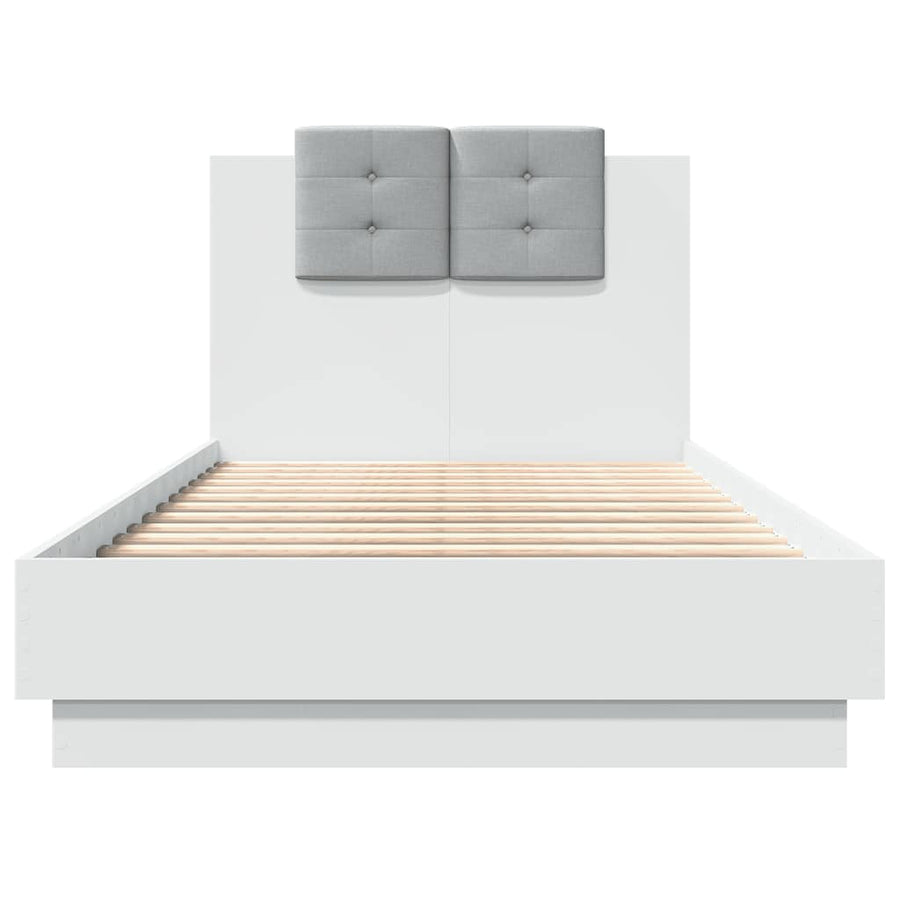 Bed Frame with LED without Mattress White 90x190 cm
