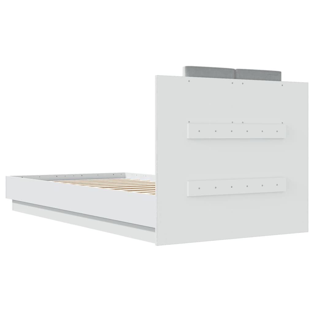 Bed Frame with LED without Mattress White 90x190 cm